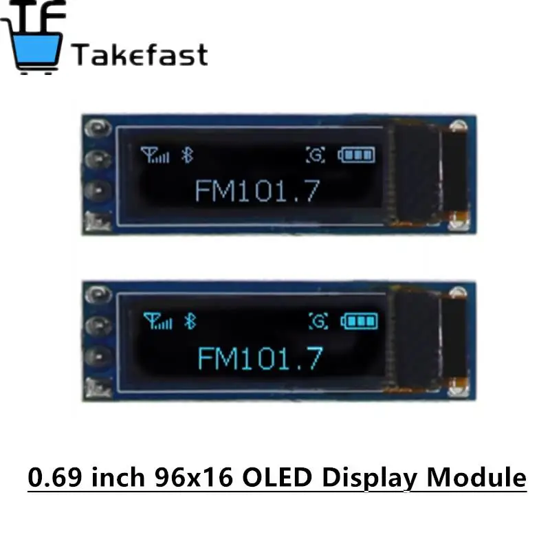 0,69-дюймовый модуль OLED-дисплея 96x16, белый дисплей 0,69 