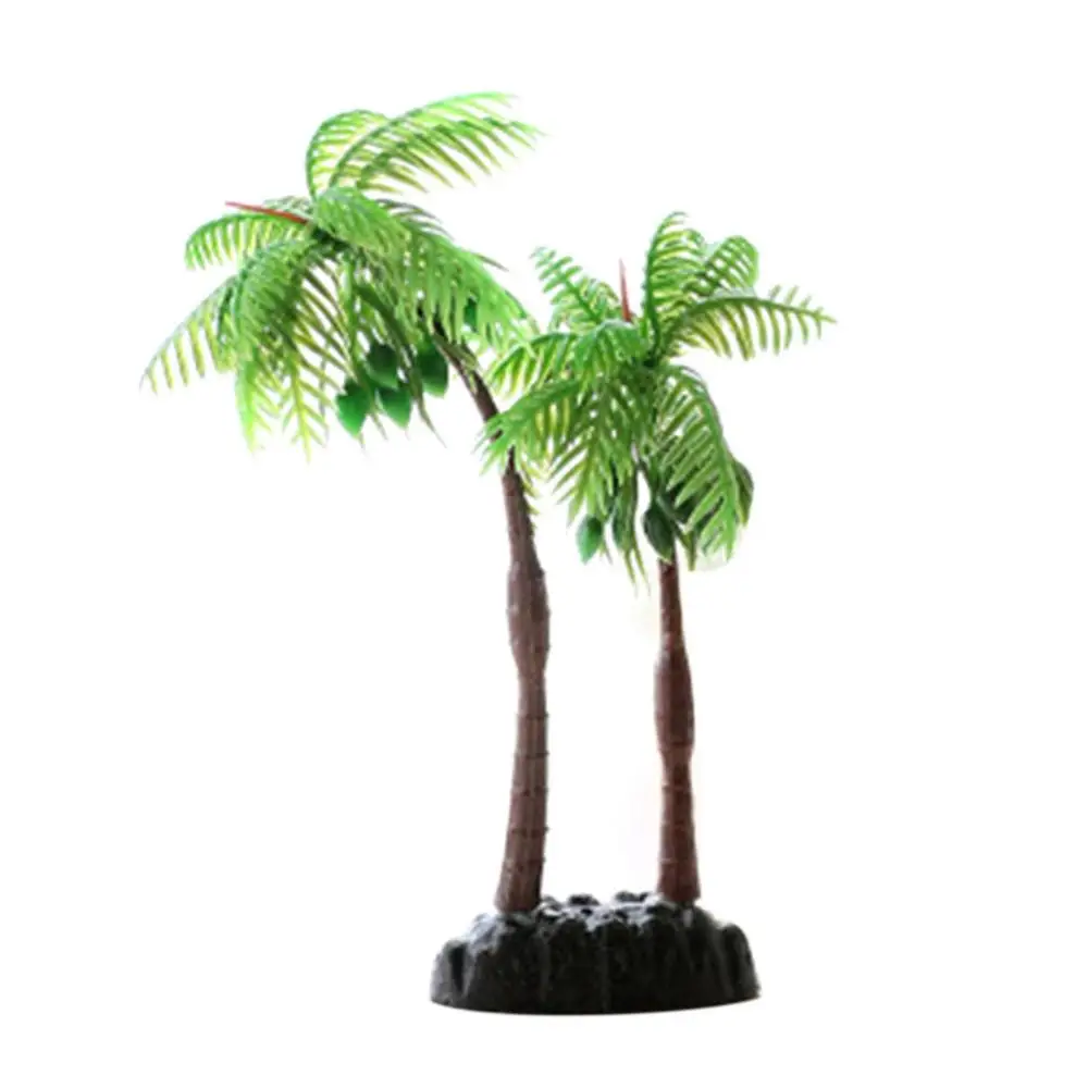 Модная пластиковая имитация водных растений Маленькая кокосовая пальма Аквариум с рыбками Аквариумы ландшафтные украшения Изображение 3