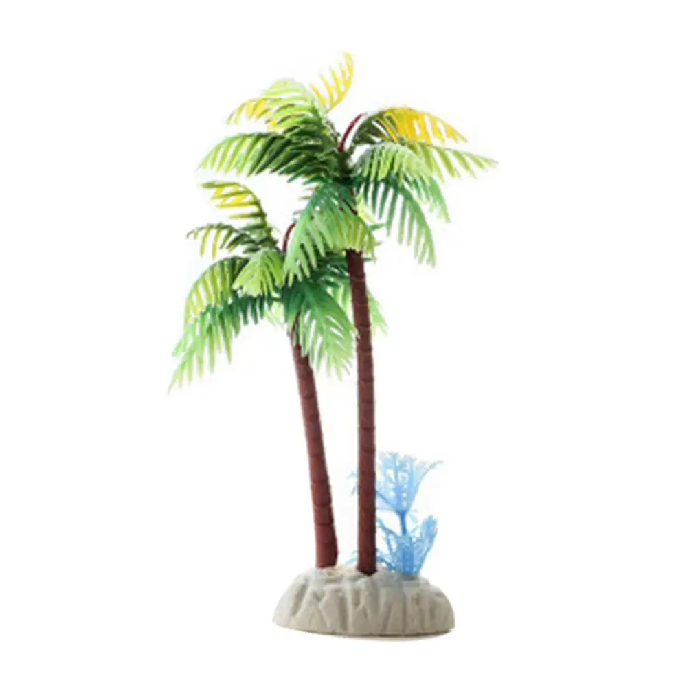 Модная пластиковая имитация водных растений Маленькая кокосовая пальма Аквариум с рыбками Аквариумы ландшафтные украшения Изображение 4