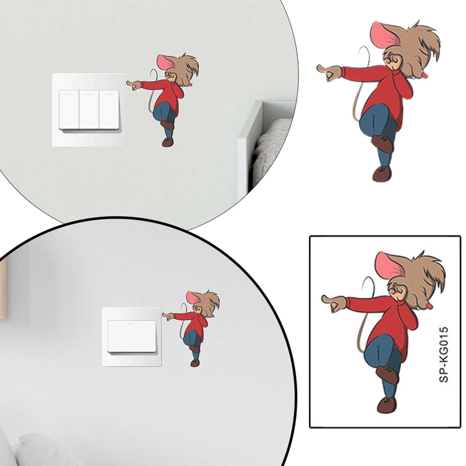 Креативные наклейки с изображением мыши на стену Для детской комнаты, украшение дома, Съемные обои, настенная роспись для гостиной, спальни, Мультяшные наклейки Изображение 0