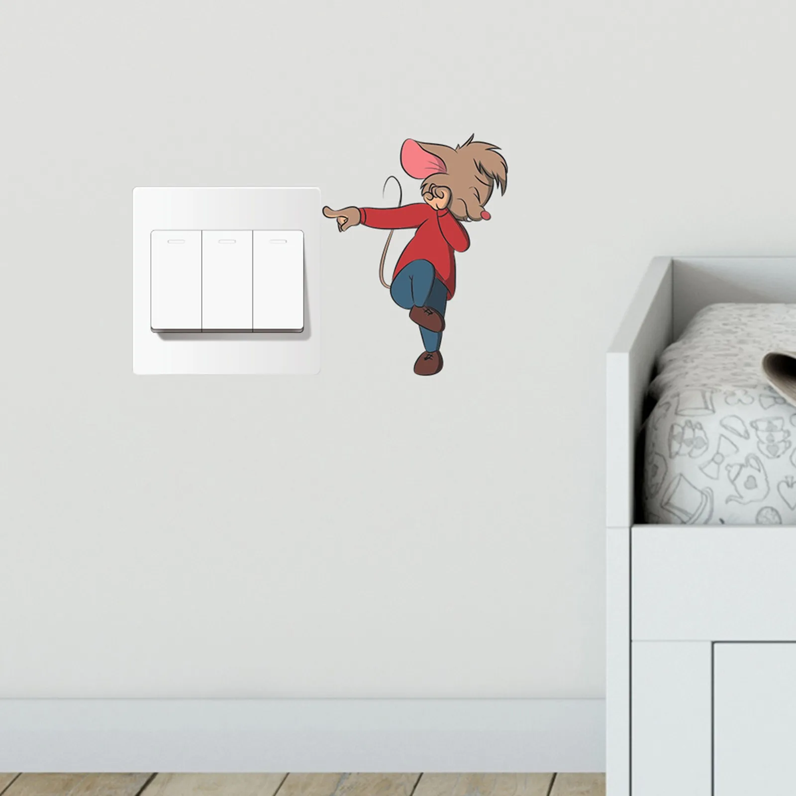 Креативные наклейки с изображением мыши на стену Для детской комнаты, украшение дома, Съемные обои, настенная роспись для гостиной, спальни, Мультяшные наклейки Изображение 2