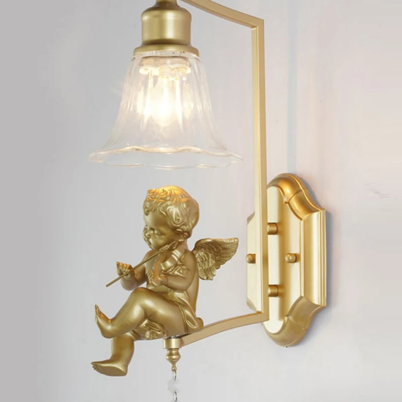 Скандинавский Креативный Ангел Настенный Светильник Прикроватная Лампа для спальни Американская Гостиная Освещение для прохода, Коридора, Балкона Изображение 0