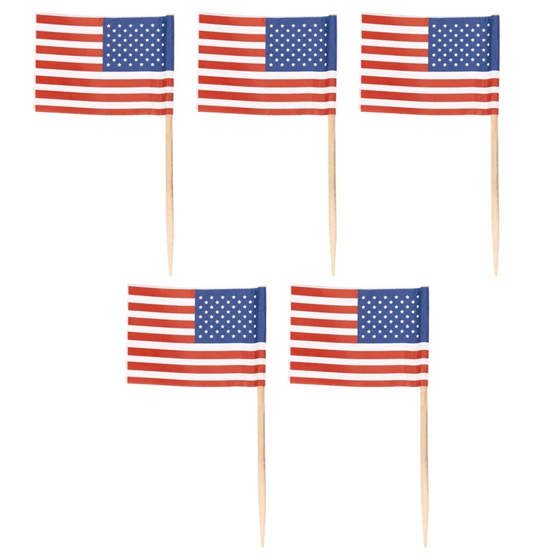 500 Зубочисток С Американским Флагом Для Украшения Праздничных Кексов И Мини-Закусок Изображение 0