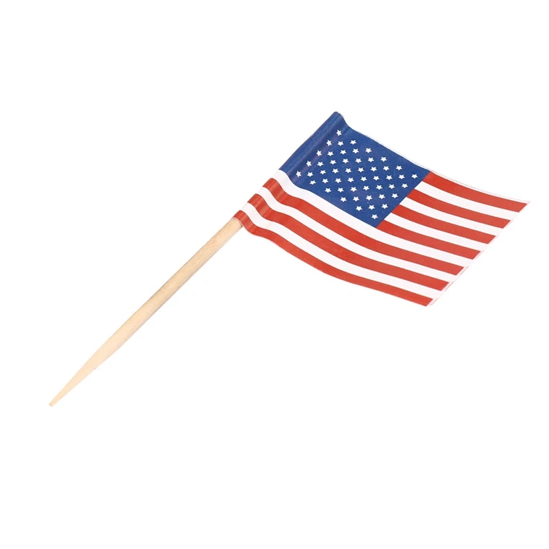 500 Зубочисток С Американским Флагом Для Украшения Праздничных Кексов И Мини-Закусок Изображение 1