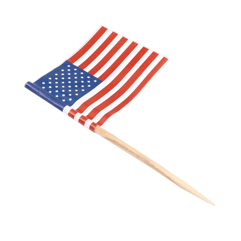 500 Зубочисток С Американским Флагом Для Украшения Праздничных Кексов И Мини-Закусок Изображение 2