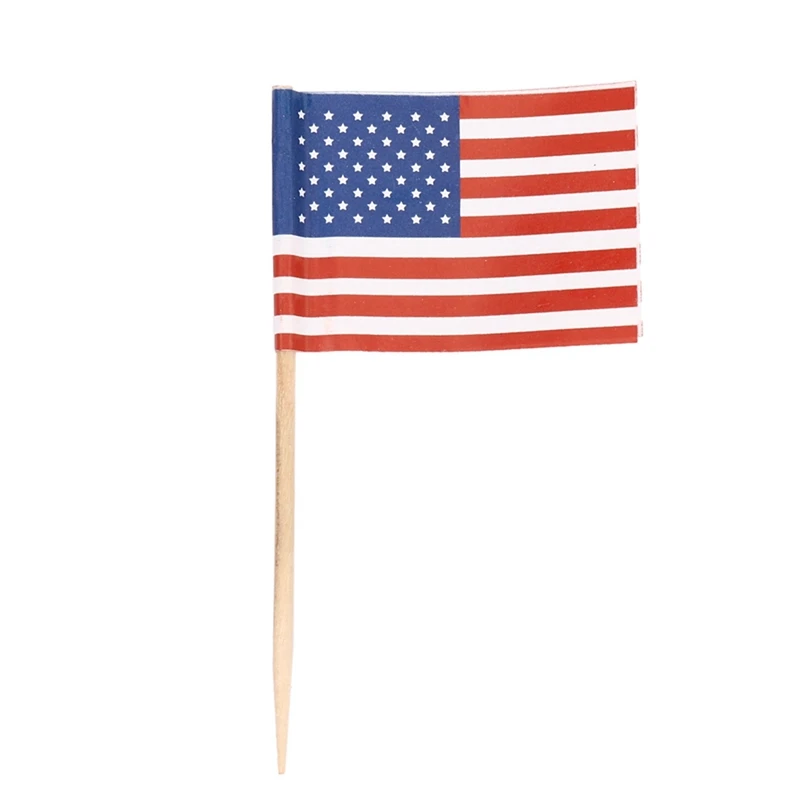 500 Зубочисток С Американским Флагом Для Украшения Праздничных Кексов И Мини-Закусок Изображение 4