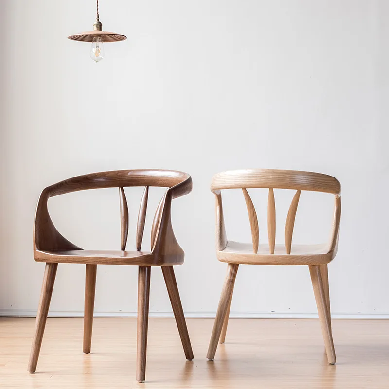 Домашний стул из массива дерева Дизайнерский Обеденный стул для кабинета в Скандинавском ресторане, Современный минималистичный Домашний стул со спинкой Изображение 1