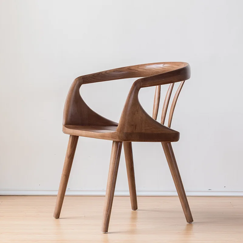 Домашний стул из массива дерева Дизайнерский Обеденный стул для кабинета в Скандинавском ресторане, Современный минималистичный Домашний стул со спинкой Изображение 2