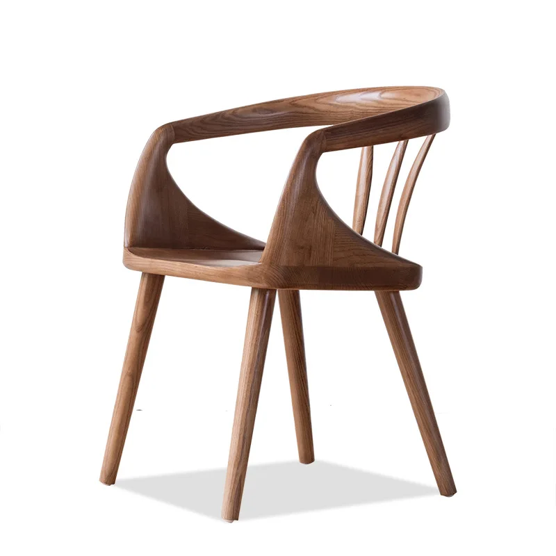 Домашний стул из массива дерева Дизайнерский Обеденный стул для кабинета в Скандинавском ресторане, Современный минималистичный Домашний стул со спинкой Изображение 4
