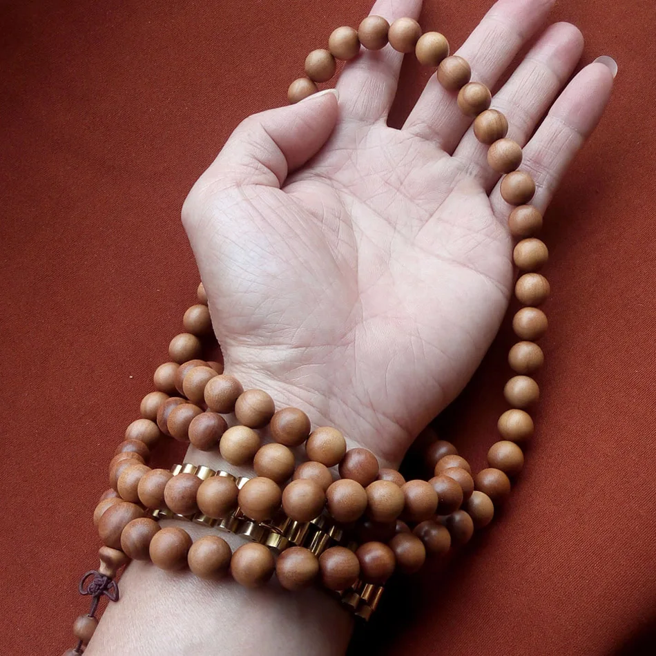8 мм 108шт Натуральный Аутентичный Майсур Индийский Сандал бусины браслет женские деревянные украшения браслет ручной орнамент Изображение 3