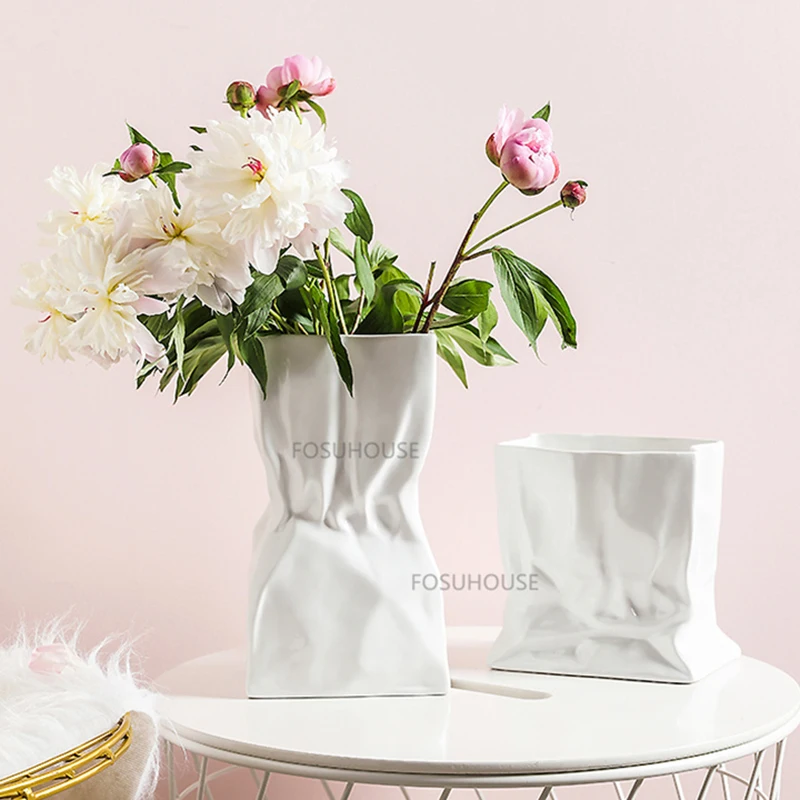 Вазы из скандинавской керамики для домашнего декора, ваза для цветов, креативное простое искусство, домашний свет, роскошный декор, цветочные горшки для гостиной Изображение 3