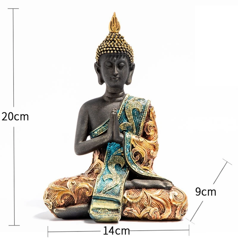 3X Статуя Будды Таиланд Скульптура из смолы Ручной работы Буддизм Индуистский Фэн-шуй Статуэтка для медитации Украшение домашнего декора Изображение 5