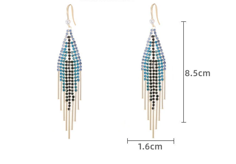 Donia Jewelry, Модные длинные серьги с кисточками, милые медные геометрические серьги с микромозаикой и цирконом AAA Изображение 4