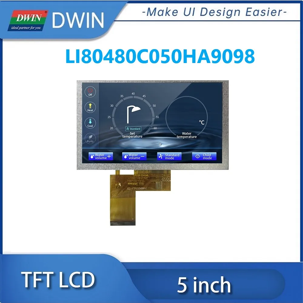 DWIN 5-дюймовый ЖК-Дисплей Высокой Яркости 900nit 800x480 IPS TFT С Интерфейсом RGB LI80480C050HA9098 Изображение 0