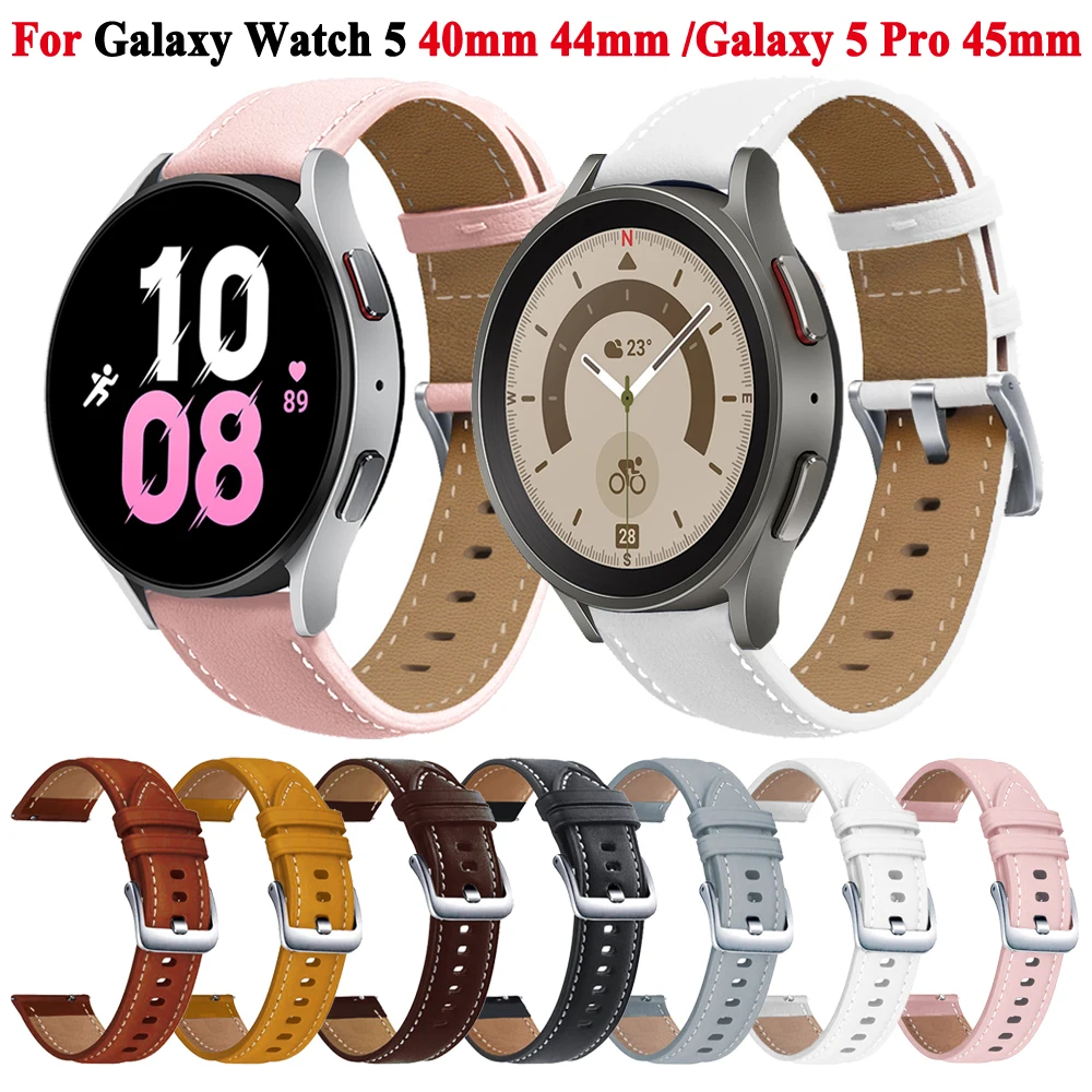 20 мм Кожаный ремешок для Samsung Galaxy Watch 5 Pro 45 мм 40 мм 44 мм ремешок для умных часов Galaxy 4 Classic 42 мм 46 мм браслет-браслет Изображение 0