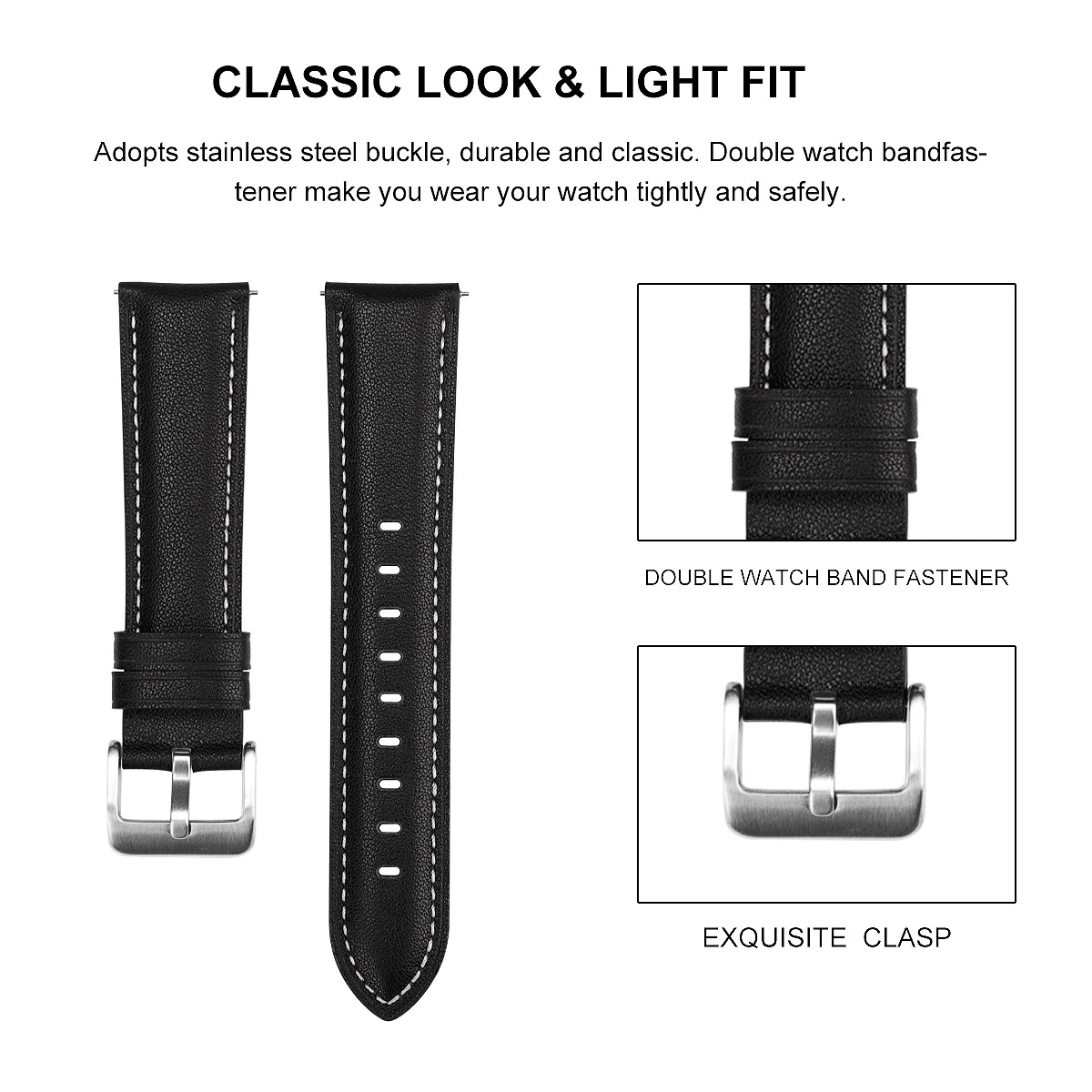 20 мм Кожаный ремешок для Samsung Galaxy Watch 5 Pro 45 мм 40 мм 44 мм ремешок для умных часов Galaxy 4 Classic 42 мм 46 мм браслет-браслет Изображение 1