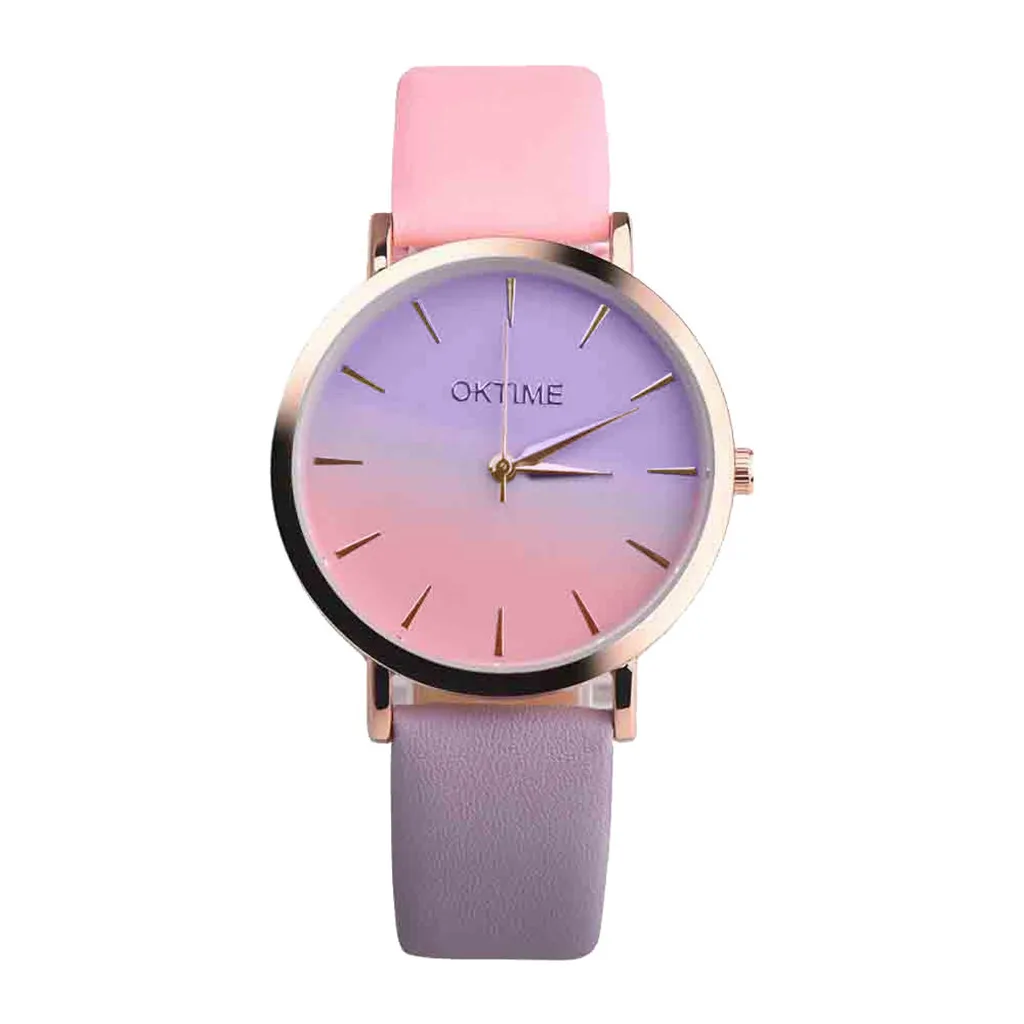 2022 Женские часы Ретро Радужный дизайн Кожаный ремешок Аналоговые кварцевые наручные часы из сплава Montre Femme Relojes Para Mujer Изображение 0