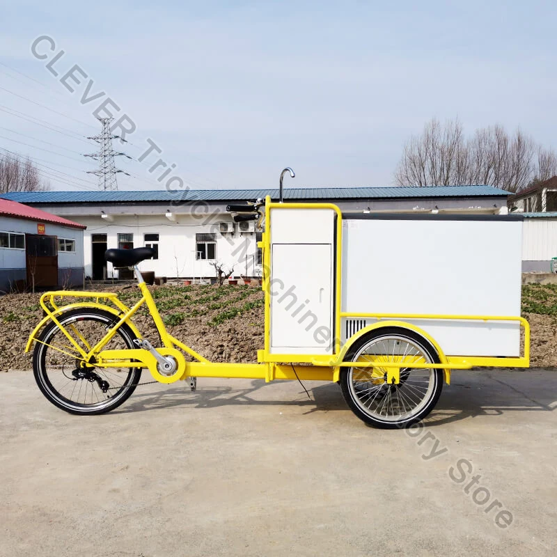 Мобильный 3-Колесный Грузовой велосипед для мороженого, Уличные Электрические Торговые Трехколесные велосипеды, Холодильник для еды, Тележка для холодильника Изображение 0