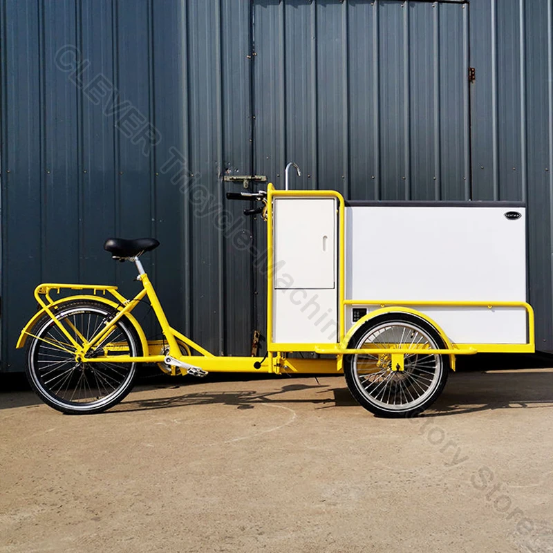 Мобильный 3-Колесный Грузовой велосипед для мороженого, Уличные Электрические Торговые Трехколесные велосипеды, Холодильник для еды, Тележка для холодильника Изображение 4