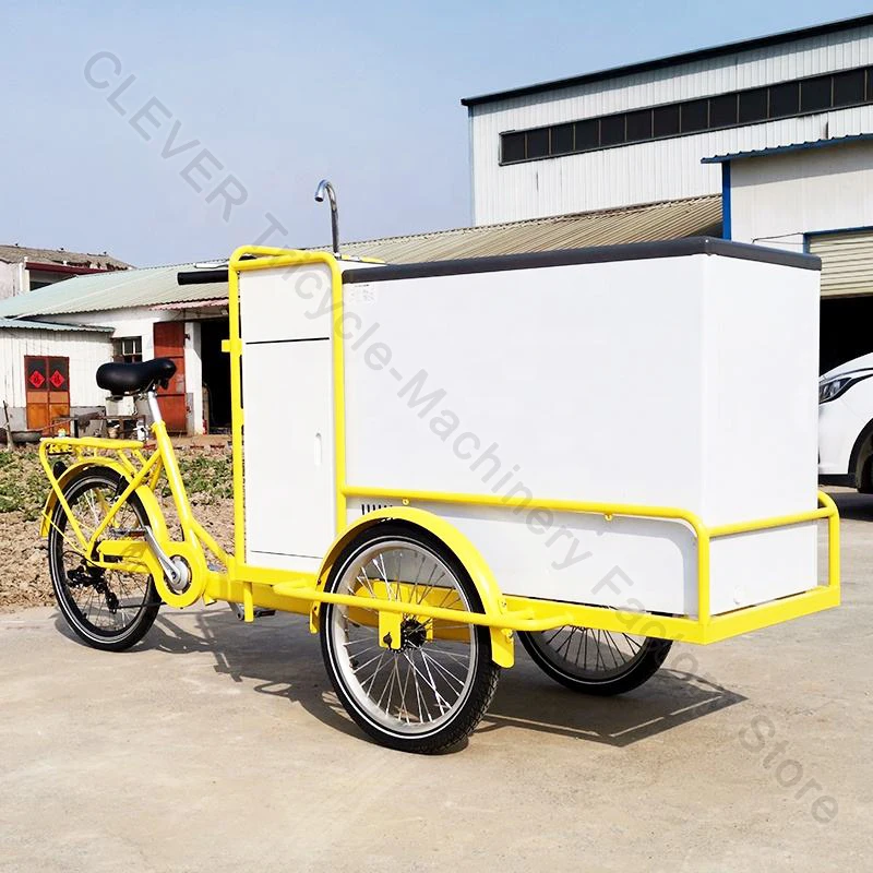 Мобильный 3-Колесный Грузовой велосипед для мороженого, Уличные Электрические Торговые Трехколесные велосипеды, Холодильник для еды, Тележка для холодильника Изображение 5