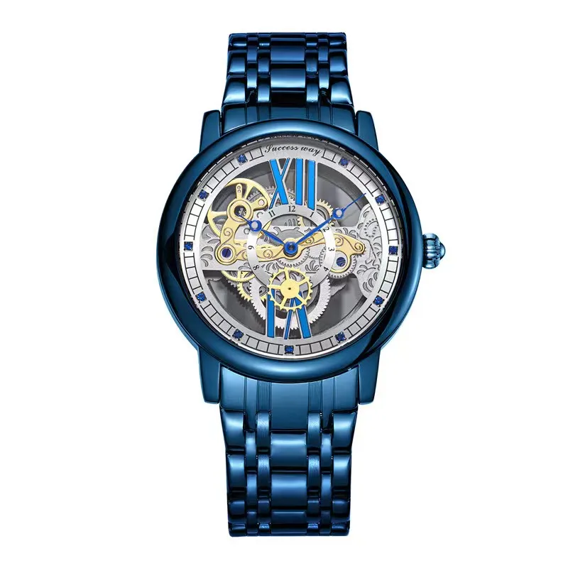 Роскошные мужские автоматические часы для мужчин, механические наручные часы со скелетом из нержавеющей стали, уникальные полые мужские часы Relogio masculino Изображение 1