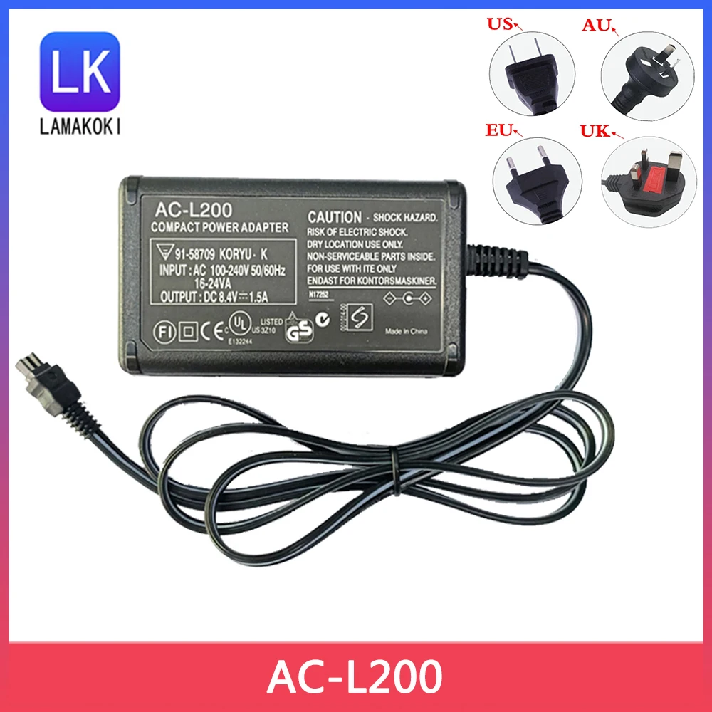 AC-L200 Адаптер Питания переменного тока для Видеокамеры Sony Handycam DCR-SX40, SX41, SX45, SX60, SX65, DCR-DVD7, DVD105, DVD108, DVD203, DVD308, DVD610 Изображение 0