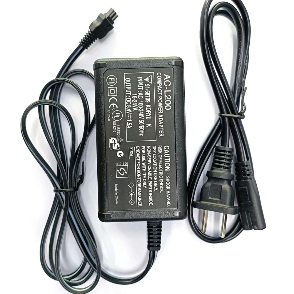AC-L200 Адаптер Питания переменного тока для Видеокамеры Sony Handycam DCR-SX40, SX41, SX45, SX60, SX65, DCR-DVD7, DVD105, DVD108, DVD203, DVD308, DVD610 Изображение 5