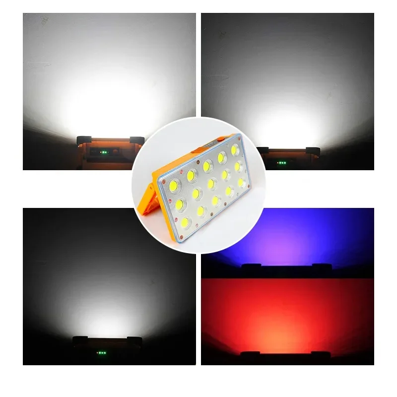 Солнечный рабочий светильник Cob Светодиодные прожекторы Портативный USB перезаряжаемый походный фонарь на открытом воздухе с подставкой Ручной Магнитный блок питания Изображение 4