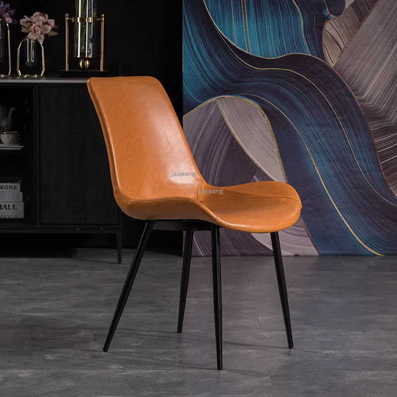 Современный кожаный стул для столовой Nordic INS Модная Мебель для гостиной Кресло для отдыха со спинкой Минималистичный кухонный стол Стул Изображение 0