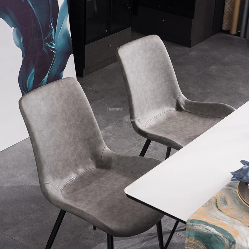 Современный кожаный стул для столовой Nordic INS Модная Мебель для гостиной Кресло для отдыха со спинкой Минималистичный кухонный стол Стул Изображение 2