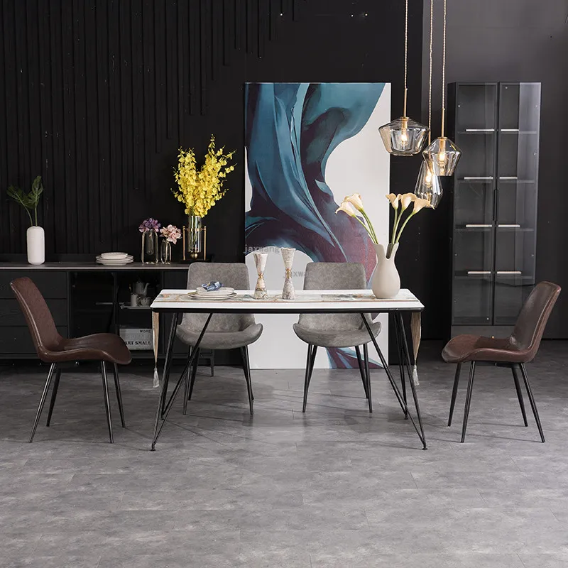 Современный кожаный стул для столовой Nordic INS Модная Мебель для гостиной Кресло для отдыха со спинкой Минималистичный кухонный стол Стул Изображение 4